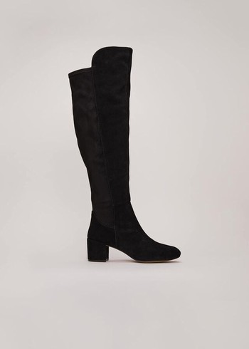 Phase Eight Milly Leather Knee High Boots Black USA | 7921458-FW